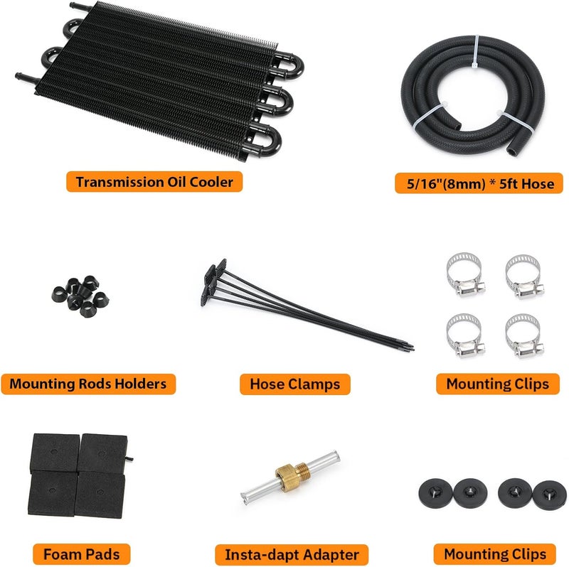SJDYYMX Universal 5/16" Transmission Oil Cooler Kit Aluminium alloy 6 Pass Tube & Fin Black - Image 5